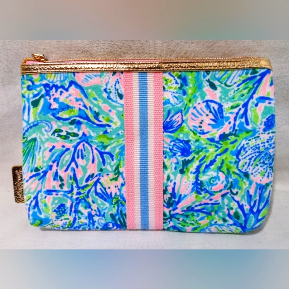 Lilly Pulitzer Printed Cosmetic Bag w/ Gold Accents